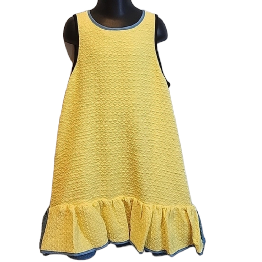 Victoria Beckham for Target Yellow and Blue Seersucker Ruffle Dress Size M